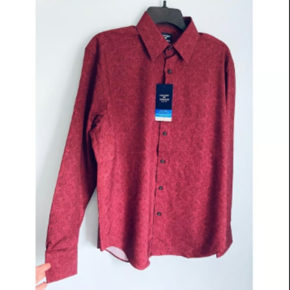 NWT * Society of Threads Men's Burgandy Red Paisley Long Sleeves Shirt Size:M